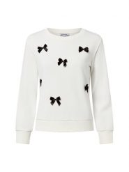 More & More Bluza damska Kobiety Bawełna biały|czarny wzorzysty, 34. Białe bluzy More & More, z aplikacjami, z bawełny, bez ramiączek, bez kaptura. Za 339.95 zł.