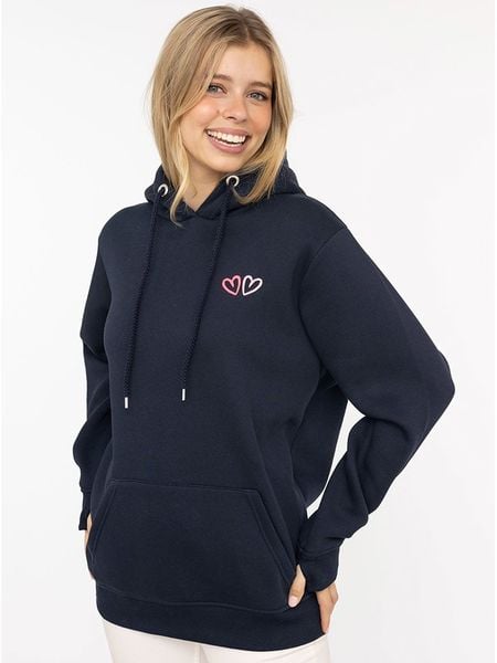 Zwillingsherz Bluza "Lima" w kolorze granatowym rozmiar: S/M. Niebieskie bluzy Zwillingsherz, m, bez wzorów, z kapturem. Za 206.91 zł.