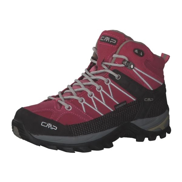 Damskie buty trekkingowe CMP Rigel Waterproof. Czerwone trekkingi CMP, bez wzorów, z materiału, bez zapięcia. W wyprzedaży za 399.99 zł.