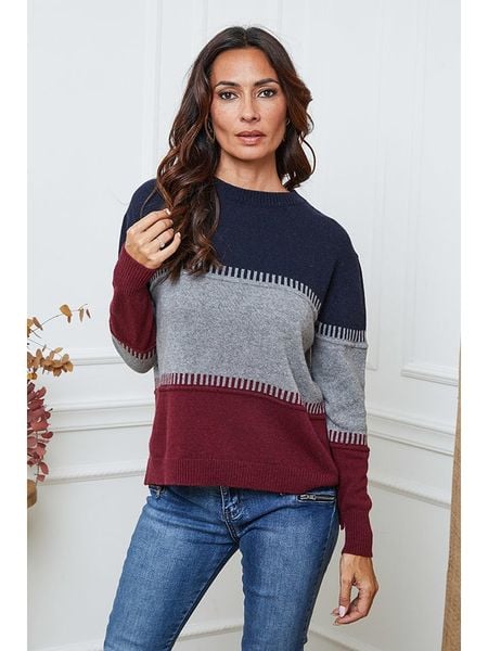 So Cachemire Sweter "Lurcia" w kolorze szaro-bordowo-granatowym rozmiar: S. Czerwone swetry So Cachemire, s, bez wzorów, z kaszmiru, bez ramiączek. Za 266.03 zł.