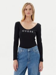 Guess Body O5RM08 KBBU1 Czarny Slim Fit. Czarne body i gorsety Guess, z aplikacjami, z bawełny, bez ramiączek. Za 179.99 zł.