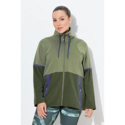 Damskie Bluza dresowa dwukolorowa stójka kieszenie z zamkiem błyskawicznym. Zielone bluzy bez kaptura Ulla Popken, plus size, bez wzorów, z bawełny, bez kaptura. W wyprzedaży za 223.99 zł.