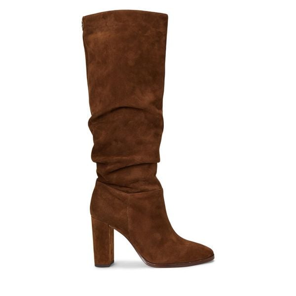 Kozaki LAUREN RALPH LAUREN. Brązowe kozaki Lauren Ralph Lauren, bez wzorów, bez obcasa, na słupku, bez zapięcia. Za 1,249.00 zł.