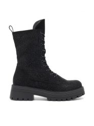 JENNY Botki ADELE WS2296-06 Czarny. Czarne botki Jenny, bez wzorów, z materiału, bez obcasa, na płaskiej podeszwie, bez zapięcia. Za 179.99 zł.