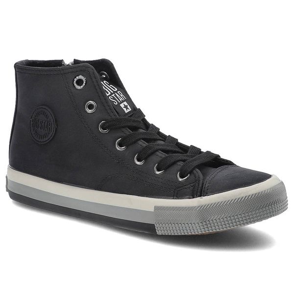 Czarne Sneakersy Big Star Damskie Wygodne Obuwie. Czarne buty sportowe lifestyle BIG STAR, bez wzorów, z gumy, przed kolano, bez zapięcia. Za 99.99 zł.