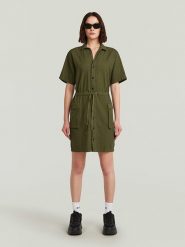 G-Star Sukienka w kolorze khaki rozmiar: M. Brązowe sukienki G-Star, na co dzień, m, bez wzorów, z bawełny, retro, bez kołnierzyka, bez ramiączek, mini, proste. Za 335.38 zł.