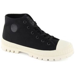 Trampki za kostkę sznurowane czarne Big Star OO274008. Czarne trampki bez wzorów, retro, za kostkę, bez zapięcia. Za 175.56 zł.