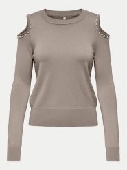 ONLY Sweter Gila 15339512 Beżowy Regular Fit. Brązowe swetry ONLY, xs, bez wzorów, z wiskozy, bez ramiączek. Za 99.99 zł.
