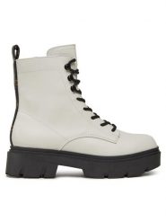 Guess Botki Ramsay FL8RMY ELE10 Biały. Białe botki Guess, z aplikacjami, ze skóry, bez obcasa, na płaskiej podeszwie, bez zapięcia. Za 449.99 zł.