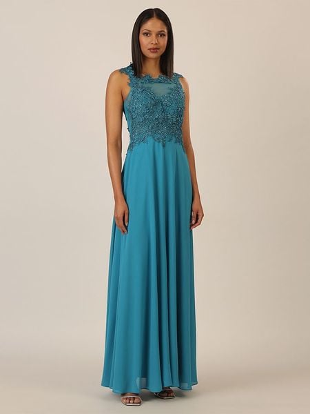 APART Sukienka w kolorze niebieskim rozmiar: 40. Niebieskie sukienki Apart, bez wzorów, z koronki, bez kołnierzyka, bez ramiączek, maxi. Za 219.08 zł.