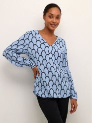 Kaffe Bluzka Kakarina Amber 10507893 Niebieski Regular Fit. Niebieskie bluzki Kaffe, bez wzorów, z wiskozy, bez kołnierzyka, bez ramiączek. Za 49.99 zł.