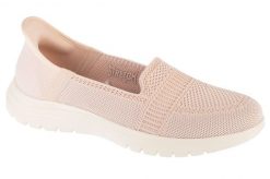 Buty do chodzenia damskie, Slip-Ins On The Go Flex - Camellia. Brązowe buty treningowe Skechers, bez wzorów, z materiału, przed kostkę, bez zapięcia, trekkingowe. Za 319.99 zł.