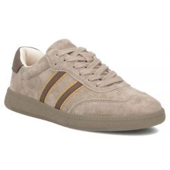 Skórzane półbuty damskie sneakersy beżowe Filippo DP7984. Brązowe półbuty wsuwane Filippo, bez wzorów, ze skóry, sportowe, bez obcasa. Za 209.99 zł.