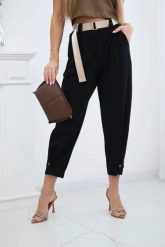 Spodnie Summer Punto z zapięciem na nogawkach czarne. Czarne spodnie materiałowe KESI, bez wzorów, z bawełny, eleganckie. Za 204.91 zł.