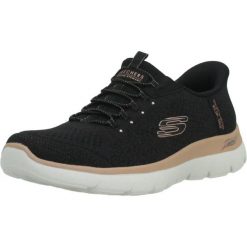 Buty SKECHERS SLIP - INS ARCH FIT SUMMITS SOFT Czarny. Czarne buty trekkingowe Skechers, z tkaniny, bez zapięcia. Za 392.99 zł.