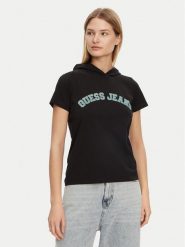 Guess T-Shirt W5GP28 J1314 Czarny Regular Fit. Czarne t-shirty Guess, m, z aplikacjami, z bawełny, bez kołnierzyka, bez ramiączek. Za 109.99 zł.