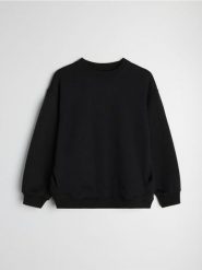 Bluza dresowa crewneck oversize - czarny. Czarne bluzy Sinsay, l, bez wzorów, z dresówki, bez ramiączek, bez kaptura. Za 39.99 zł.
