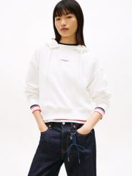 Tommy Jeans sweter z kapturem Kobiety Bawełna biały, M. Białe swetry Tommy Jeans, m, bez wzorów, z bawełny, bez ramiączek. Za 279.95 zł.