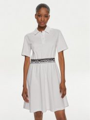 KARL LAGERFELD Sukienka codzienna 241W1350 Biały Regular Fit. Białe sukienki KARL LAGERFELD, na co dzień, s, bez wzorów, z bawełny, bez kołnierzyka, bez ramiączek, proste. Za 549.99 zł.