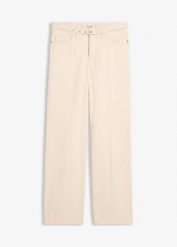 Luźne jeansy straight, mid waist, z bawełny. Brązowe jeansy bonprix, bez wzorów, z bawełny. Za 47.99 zł.