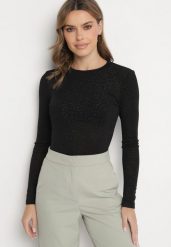 Czarna Bluzka z Wiskozą w Panterkowy Wzór Danelis. Czarne bluzki Born2be, l, bez wzorów, z jeansu, eleganckie, bez kołnierzyka, bez ramiączek. W wyprzedaży za 84.99 zł.