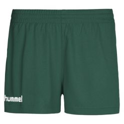 Spodenki sportowe damskie Hummel Core Womens Shorts. Zielone szorty sportowe Hummel, bez wzorów, do piłki nożnej. Za 37.00 zł.