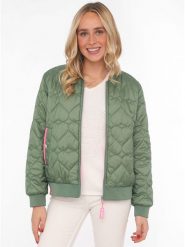 Zwillingsherz Kurtka pikowana "Be Happy" w kolorze zielonym rozmiar: M. Zielone kurtki Zwillingsherz, m, bez wzorów, bez kaptura. Za 271.67 zł.