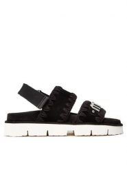 Mou Sandały New Sandal SW461001A Czarny. Czarne sandały Mou, bez wzorów, bez obcasa, na płaskiej podeszwie, bez zapięcia. Za 839.99 zł.