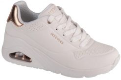 Buty sportowe Sneakersy damskie, Uno Wedge - Hi Steps. Białe buty treningowe Skechers, bez wzorów, z materiału, przed kostkę, bez zapięcia, trekkingowe. Za 479.00 zł.