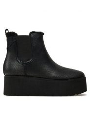 Guess Botki Jilaine FLFJIL FAL10 Czarny. Czarne botki Guess, z aplikacjami, ze skóry, bez obcasa, na koturnie, bez zapięcia. Za 329.99 zł.