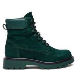 Trapery Tamaris. Zielone traperki Tamaris, bez wzorów, bez obcasa, bez zapięcia. Za 499.99 zł.