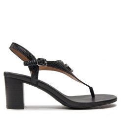 Sandały LAUREN RALPH LAUREN. Czarne sandały Lauren Ralph Lauren, bez wzorów, bez obcasa, na słupku, bez zapięcia. Za 619.99 zł.