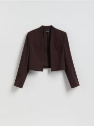 Krótka marynarka - brązowy. Brązowe marynarki i żakiety Reserved, l, bez wzorów, z tkaniny, bez ramiączek. Za 169.99 zł.