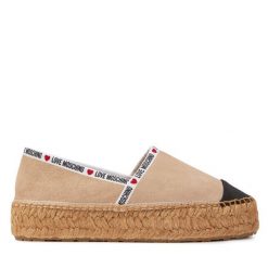 Espadryle LOVE MOSCHINO. Brązowe espadryle Love Moschino, bez wzorów, bez obcasa. Za 809.99 zł.
