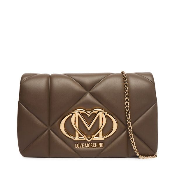 Torebka LOVE MOSCHINO. Brązowe kopertówki Love Moschino, bez wzorów, wizytowe, bez dodatków. Za 473.99 zł.