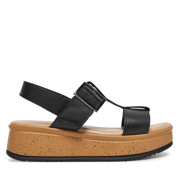 Sandały Lasocki. Czarne sandały Lasocki, bez wzorów, bez obcasa, na koturnie, bez zapięcia. Za 169.99 zł.