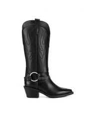 Badura Kowbojki PERI-0781 Czarny. Czarne botki Badura, bez wzorów, bez obcasa, na słupku, bez zapięcia. Za 440.99 zł.