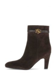 Guess Botki FLFOTI SUE10 Brązowy. Brązowe botki Guess, z aplikacjami, ze skóry, bez obcasa, na słupku, bez zapięcia. Za 714.99 zł.