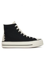 Converse Trampki Chuck Taylor All Star Lift Platform Crafted Laces A12552C Czarny. Czarne trampki Converse, bez wzorów, z materiału, retro, bez zapięcia. Za 289.99 zł.