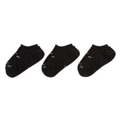 Skarpety Unisex Adult Plus Cush Footie DriFIT Everyday NoShow (zestaw 3 Sztuk). Czarne skarpetki Nike, bez wzorów, z bawełny. Za 69.95 zł.