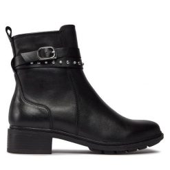 Botki Tamaris. Czarne botki Tamaris, bez wzorów, bez obcasa, na płaskiej podeszwie, bez zapięcia. Za 279.99 zł.
