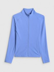 4F Bluza treningowa slim bez kaptura damska - niebieska L. Niebieskie bluzy bez kaptura 4f, l, bez wzorów, bez kaptura. Za 179.99 zł.