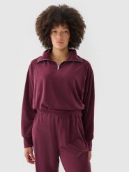 4F Bluza dresowa z weluru nierozpinana bez kaptura damska - czerwona S. Czerwone bluzy 4f, s, bez wzorów, z dresówki, bez kaptura. W wyprzedaży za 69.99 zł.