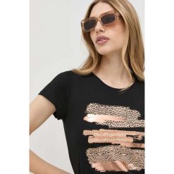 Morgan t-shirt damski kolor czarny. Czarne t-shirty Morgan, bez wzorów, bez kołnierzyka, bez ramiączek. Za 139.99 zł.
