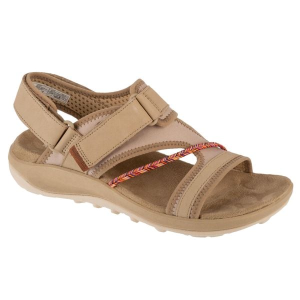 Sandały damskie, Terran 4 Backstrap W Sandal. Brązowe sandały Merrell, bez wzorów, ze skóry, sportowe, bez obcasa, bez zapięcia. Za 349.99 zł.