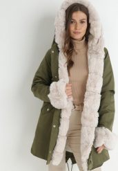 Ciemnozielona Kurtka Parka z Futerkiem Koni. Zielone kurtki Born2be, l, bez wzorów, z futra. W wyprzedaży za 237.99 zł.
