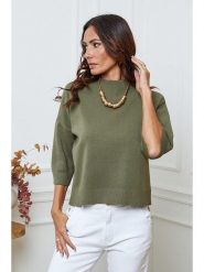 So Cachemire Sweter "Dylia" w kolorze khaki rozmiar: S. Brązowe swetry So Cachemire, s, bez wzorów, ze splotem, bez ramiączek. Za 226.77 zł.