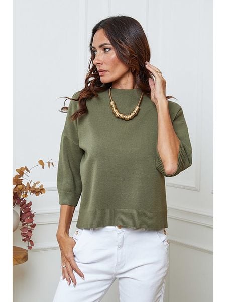 So Cachemire Sweter "Dylia" w kolorze khaki rozmiar: S. Brązowe swetry So Cachemire, s, bez wzorów, ze splotem, bez ramiączek. Za 174.43 zł.