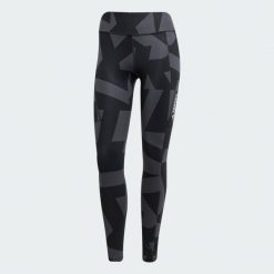 Legginsy Terrex Multi Printed. Brązowe legginsy adidas, bez wzorów, z dzianiny. Za 329.00 zł.