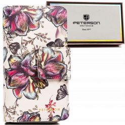 Portfel w kwiaty Peterson PTN 76116-F8 fioletowy. Fioletowe portfele Peterson, bez wzorów, ze skóry ekologicznej, bez dodatków. Za 68.99 zł.